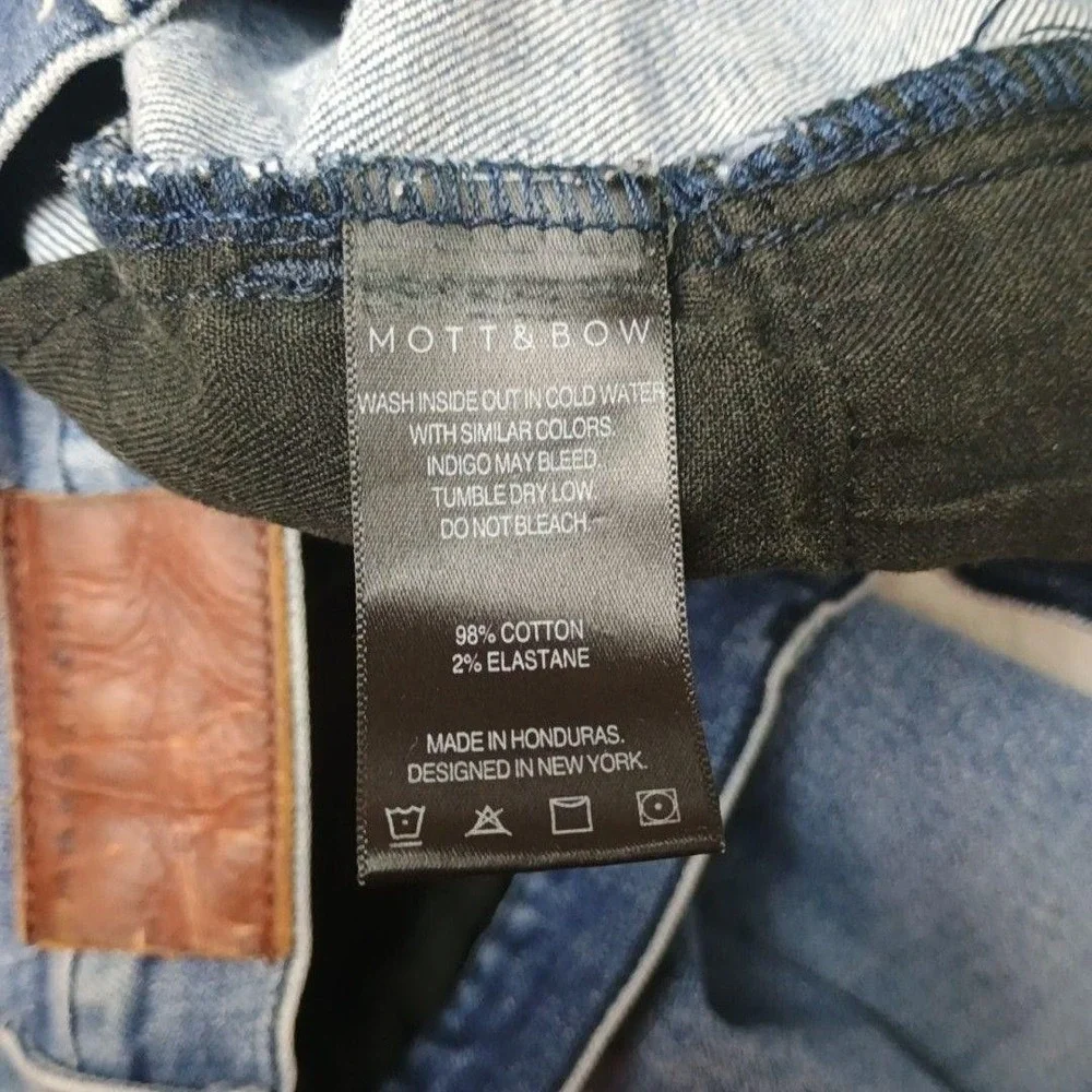 Mott & Bow Jeans Mens 31x30 Blue Slim Warren Light Distressed Stretch 5 Pocket